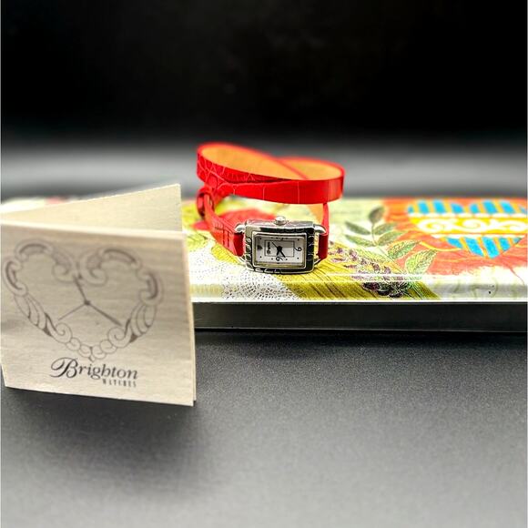 Brighton Petoskey Women\'s Genuine Italian Red Leather Strap Vintage Watch NIB main image 14